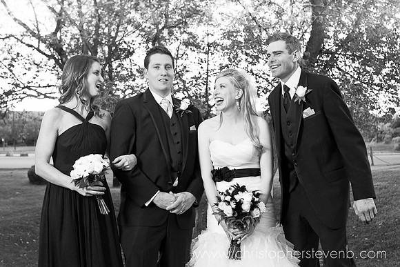 funny candid group shot of bride and friends