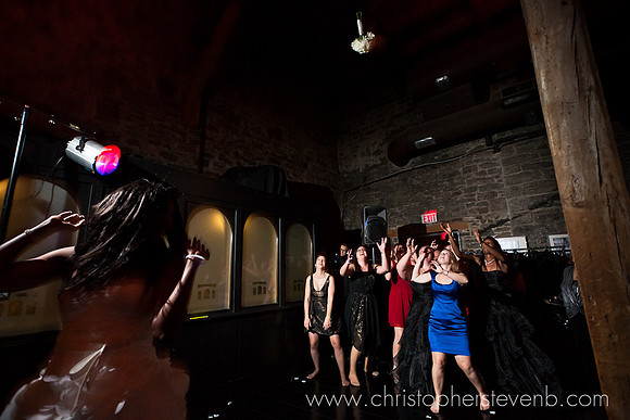 bouquet flying through air with single ladies