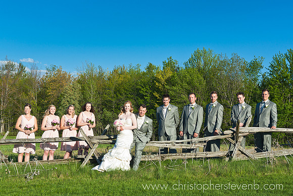 Bridal party and bride and groom on Greyhawk Golf Course