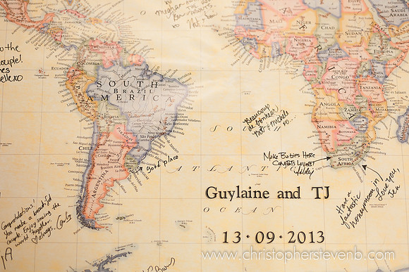 DIY wedding idea using map for signing registry