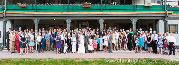 Large group shot at Ottawa Tennis Club wedding
