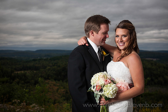 moody romantic photo with wedding couple and clouds