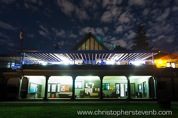 Night photo of back of Ottawa Tennis and Lawn Bowling Club
